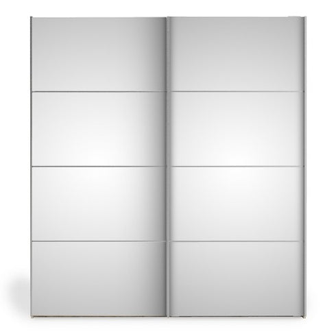Verona Sliding Wardrobe 180cm in Black Matt with Mirror Doors with 2 Shelves